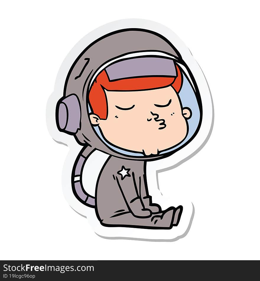 sticker of a cartoon confident astronaut