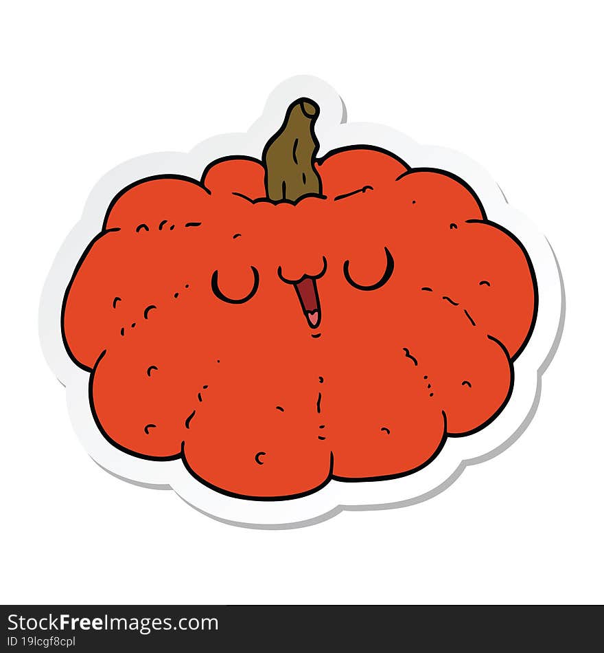 sticker of a happy cartoon pumpkin