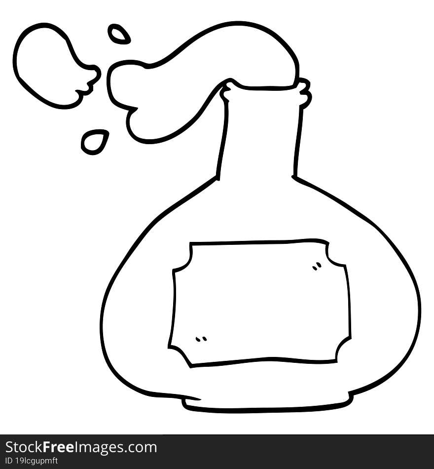 line drawing cartoon potion bottle