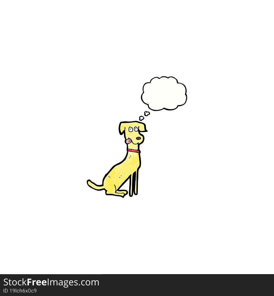 cartoon dog with thought bubble