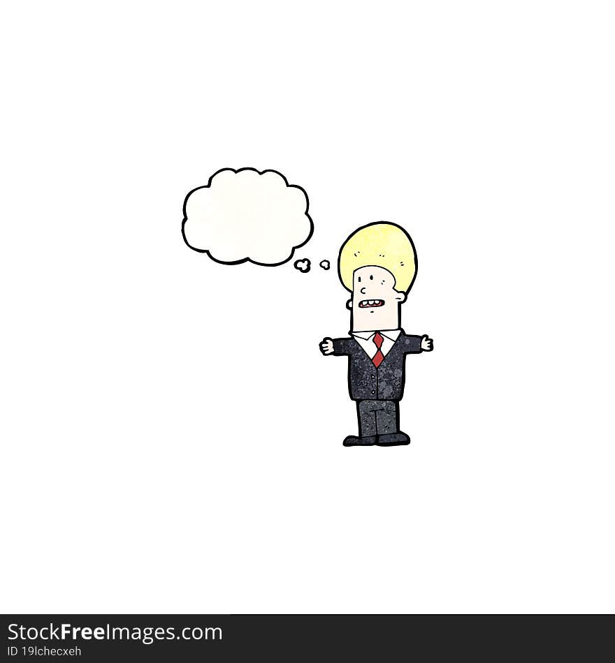 cartoon businessman with thought bubble