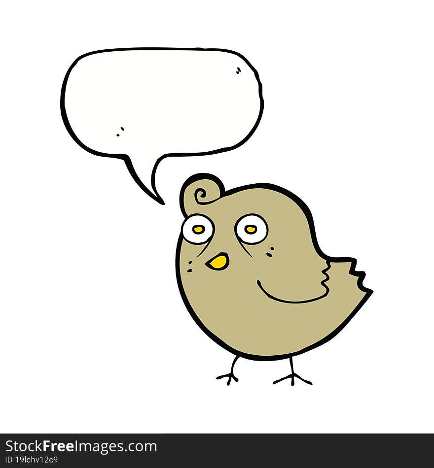 funny cartoon bird with speech bubble