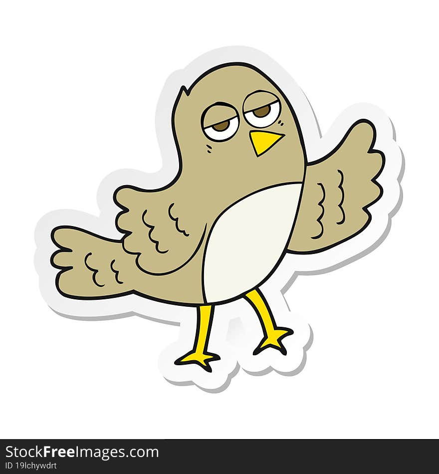 Sticker Of A Cartoon Bird