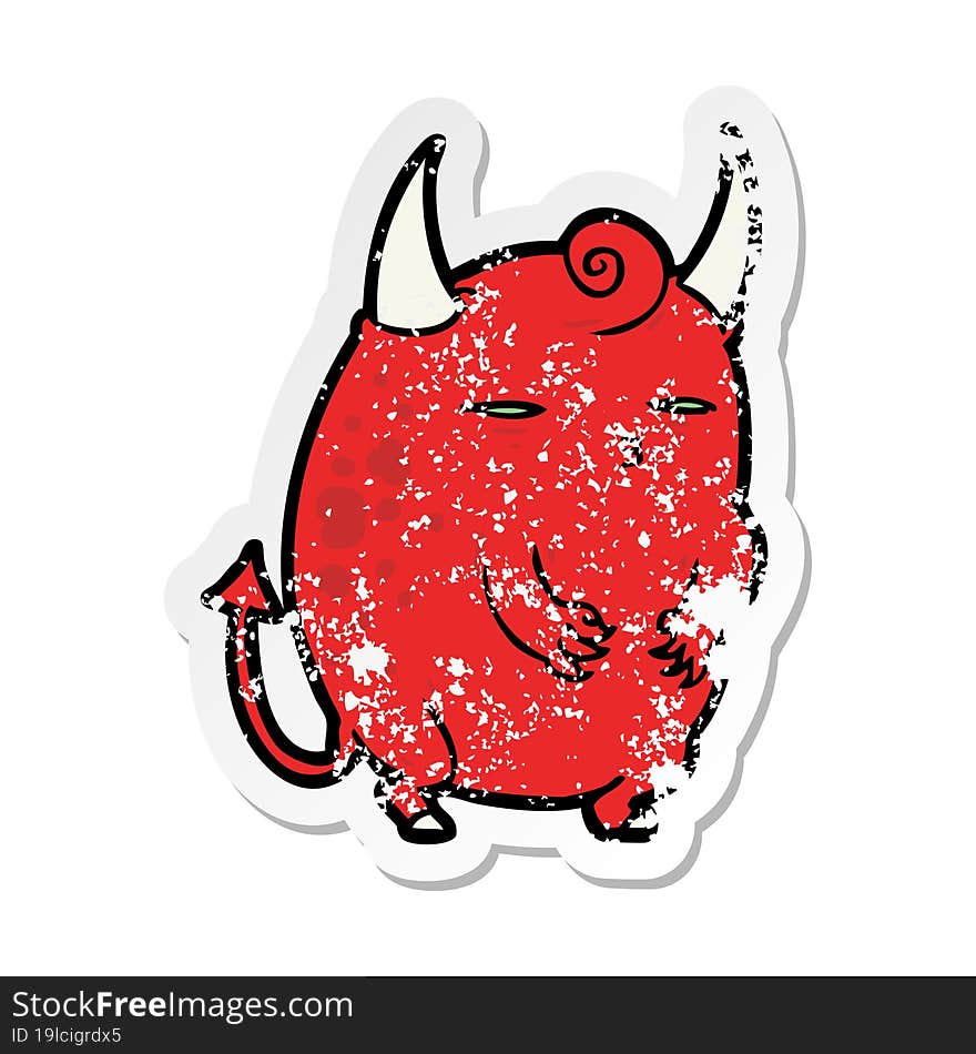 distressed sticker of a cartoon halloween devil