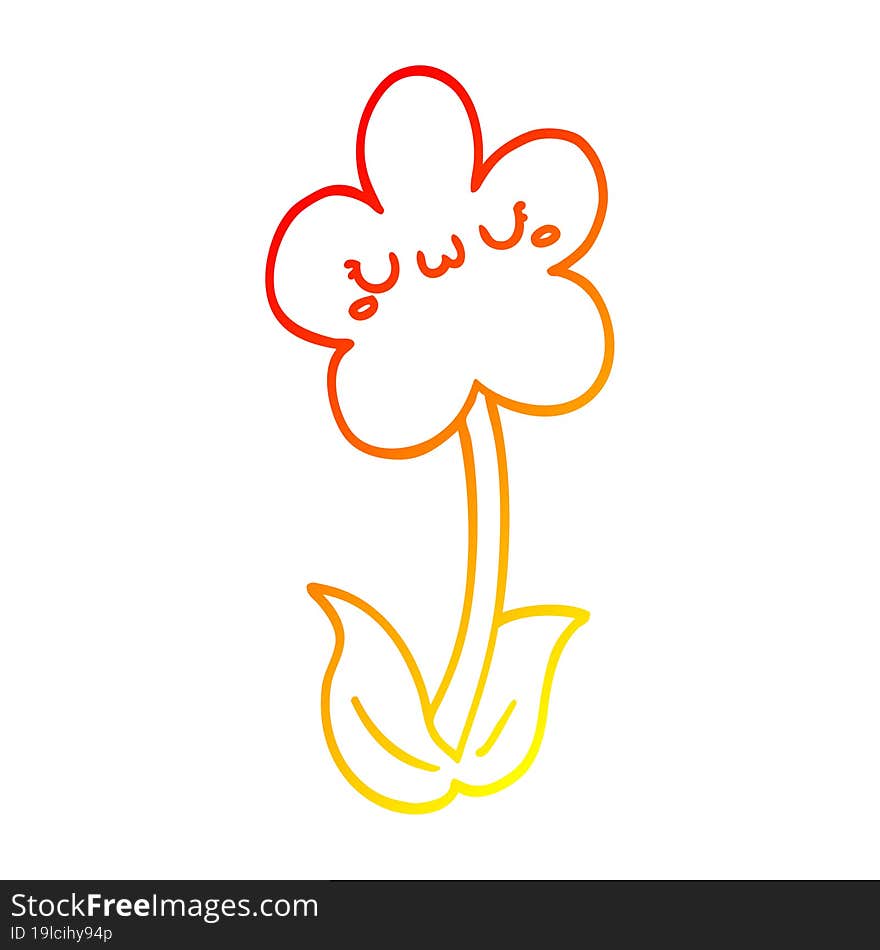 warm gradient line drawing cartoon flower