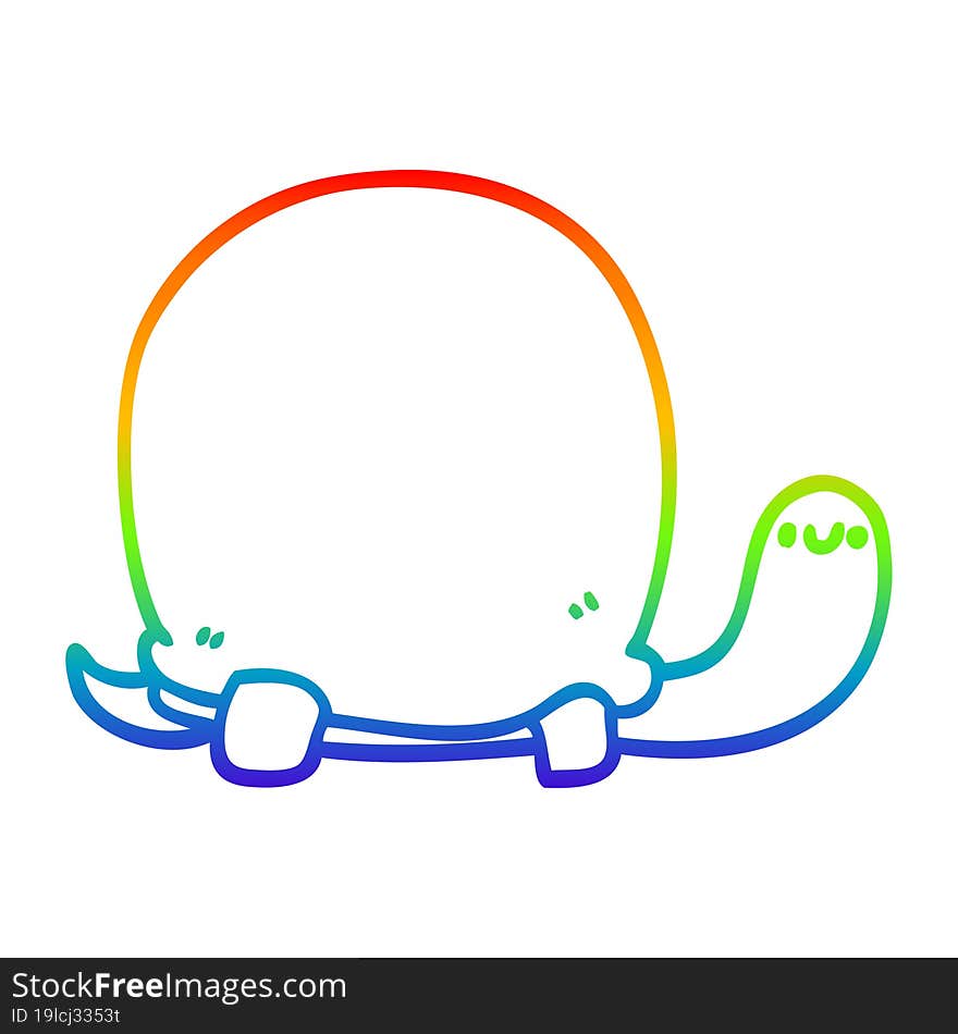 rainbow gradient line drawing of a cute cartoon tortoise