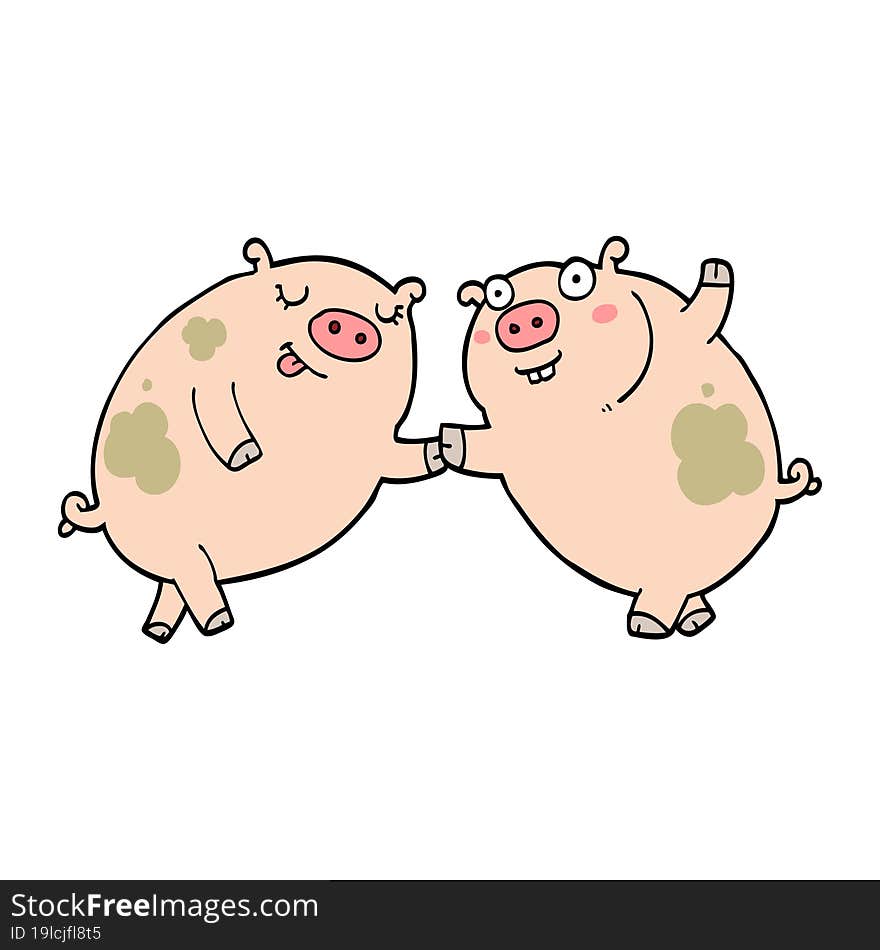 cartoon pigs dancing