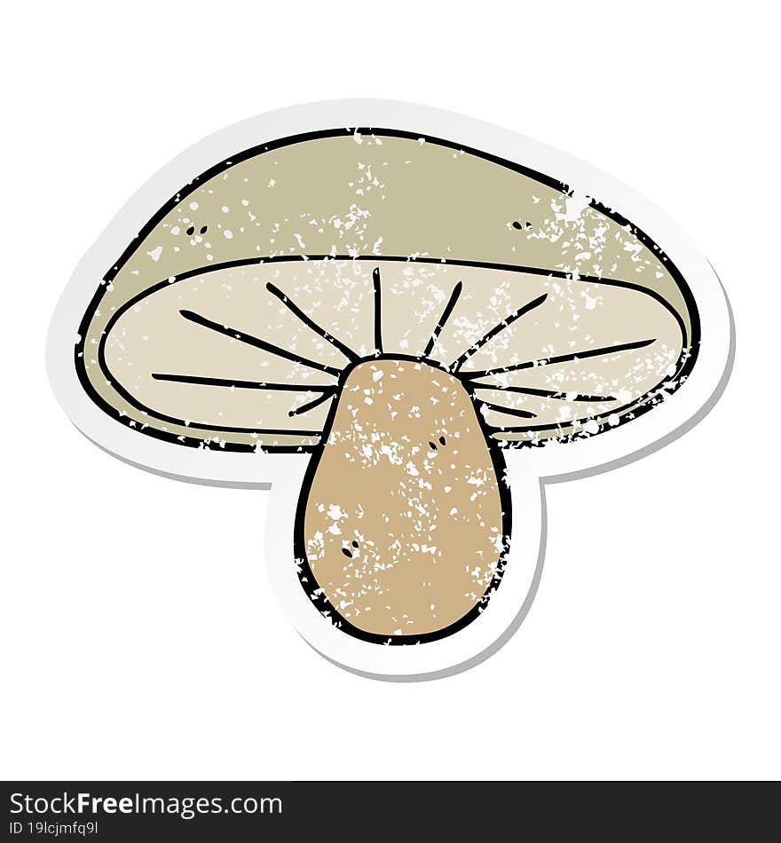 distressed sticker of a cartoon mushroom