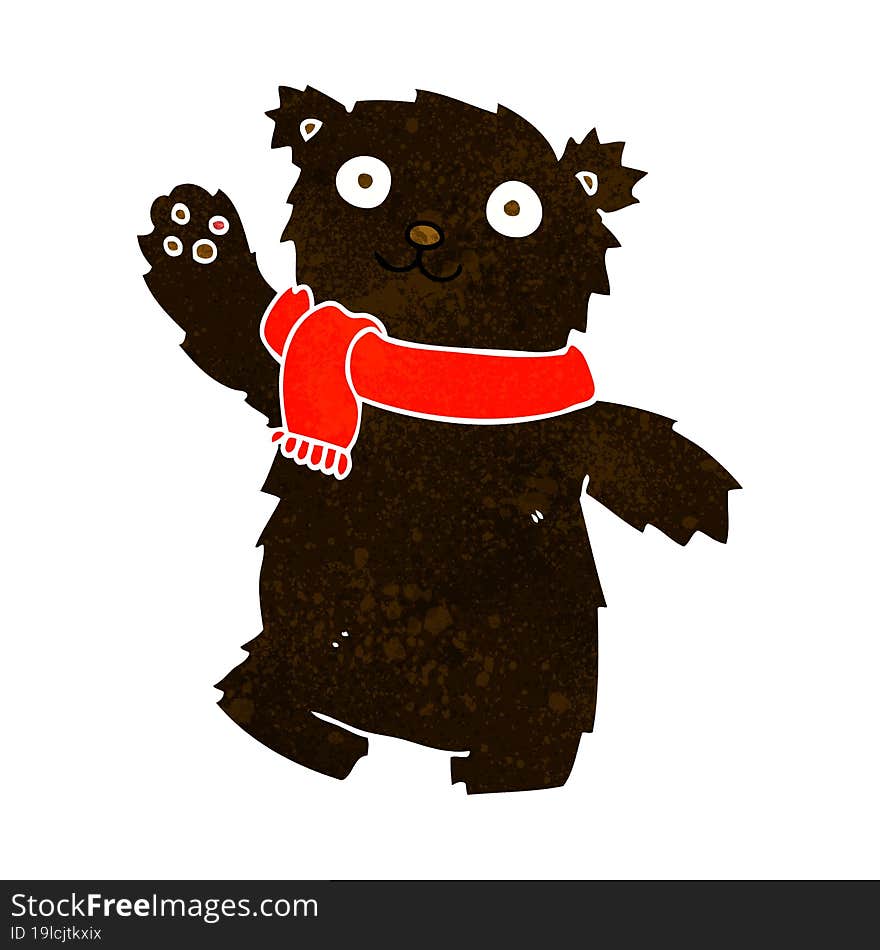 cartoon teddy bear wearing scarf