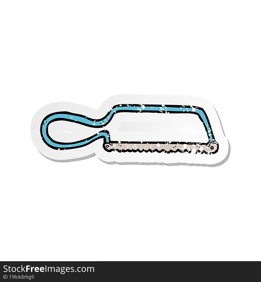 retro distressed sticker of a cartoon hacksaw