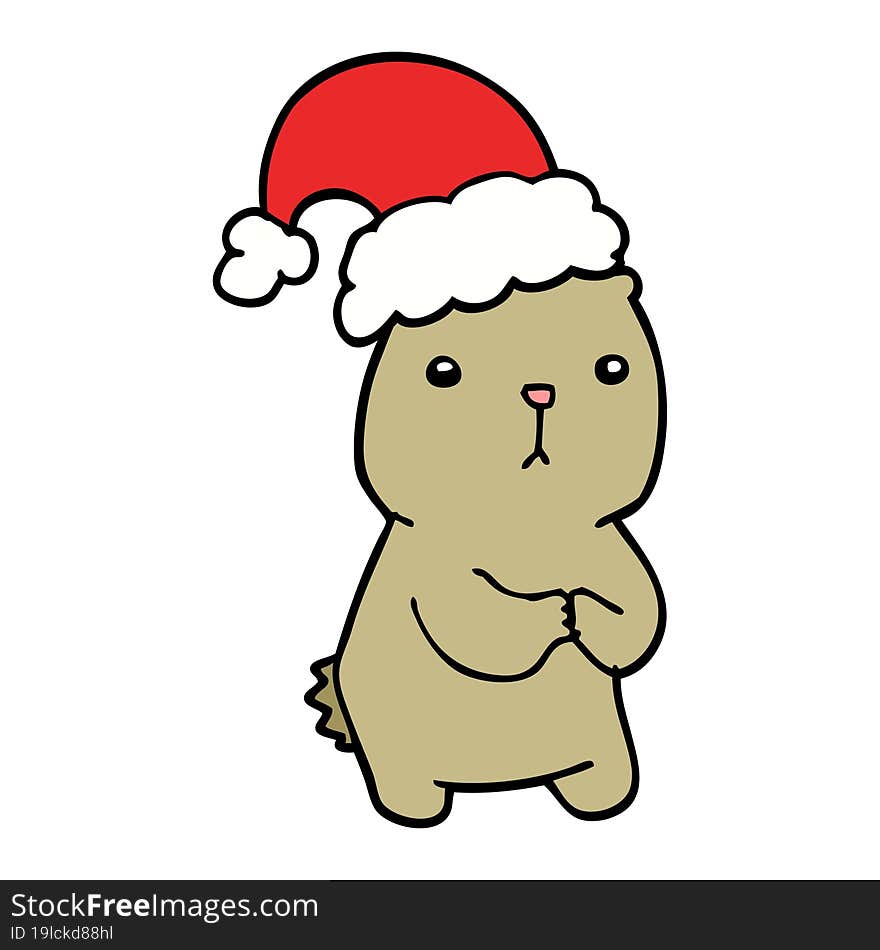 cartoon christmas bear worrying