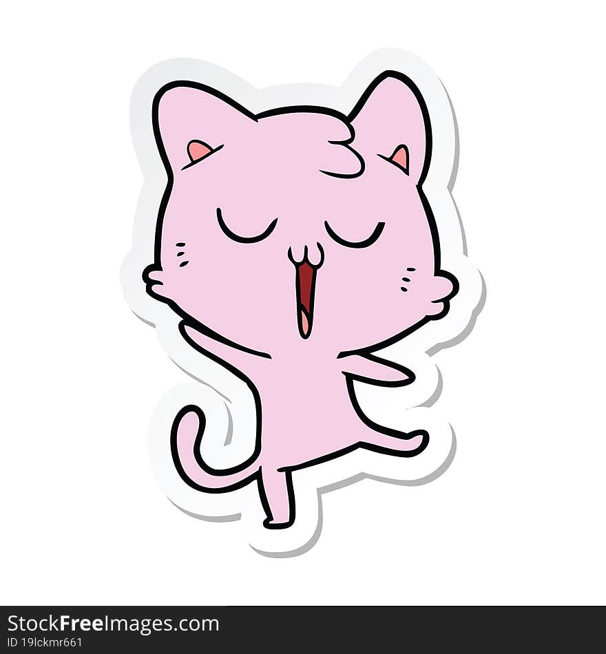 sticker of a cartoon cat singing