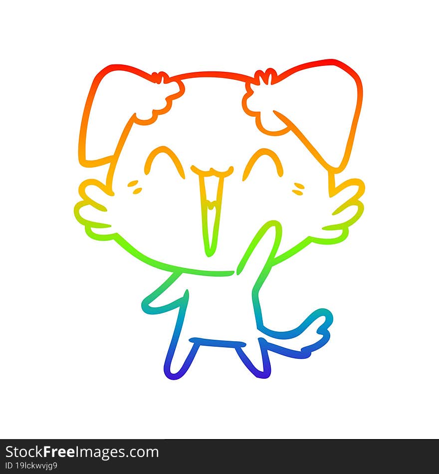 rainbow gradient line drawing happy little dog cartoon