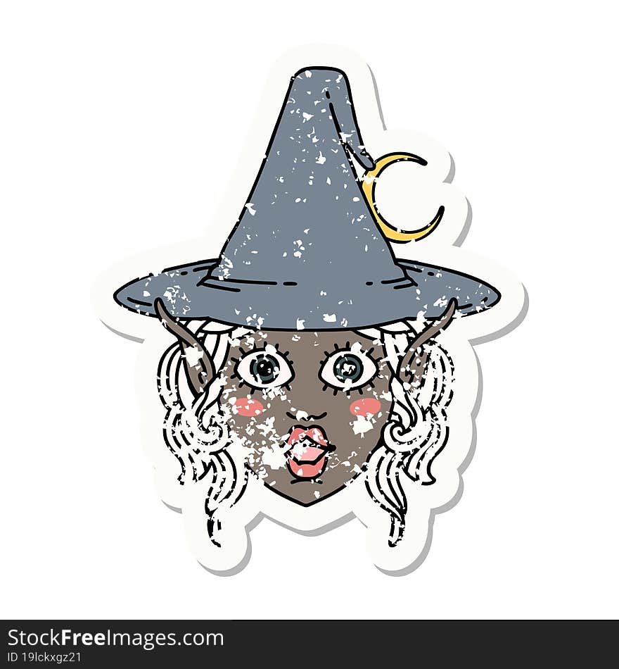 Retro Tattoo Style elf mage character face. Retro Tattoo Style elf mage character face