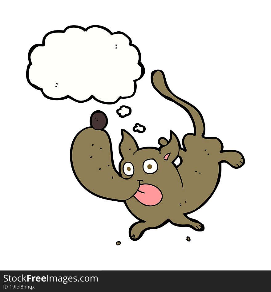 Cartoon Funny Dog With Thought Bubble