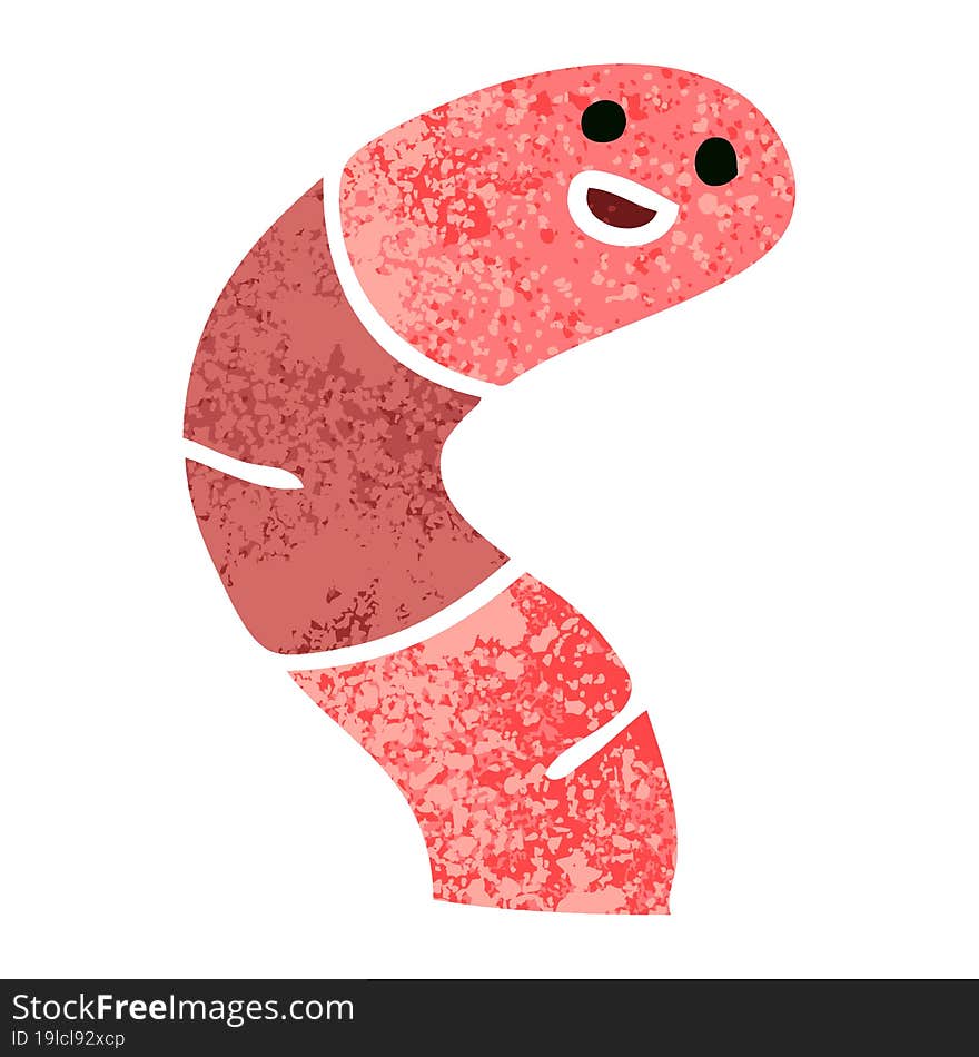 retro illustration style quirky cartoon worm. retro illustration style quirky cartoon worm