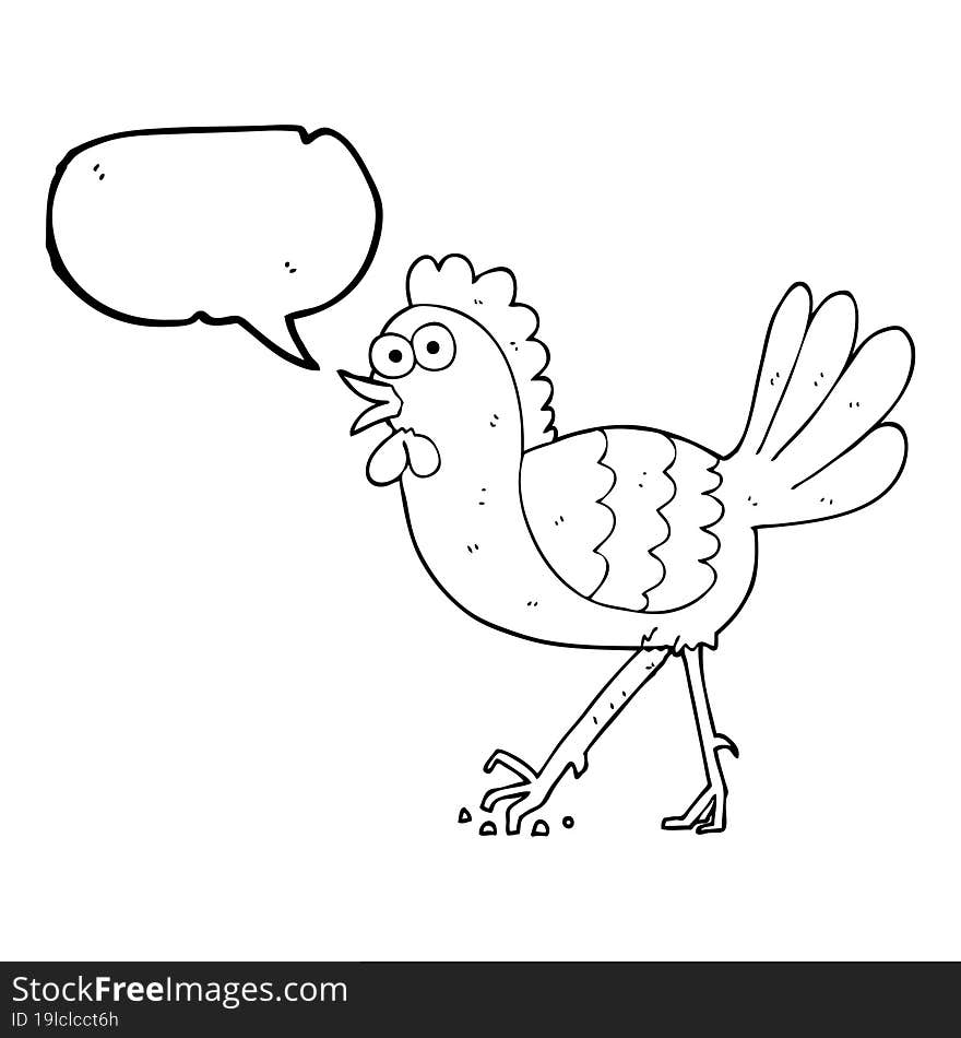 freehand drawn speech bubble cartoon chicken