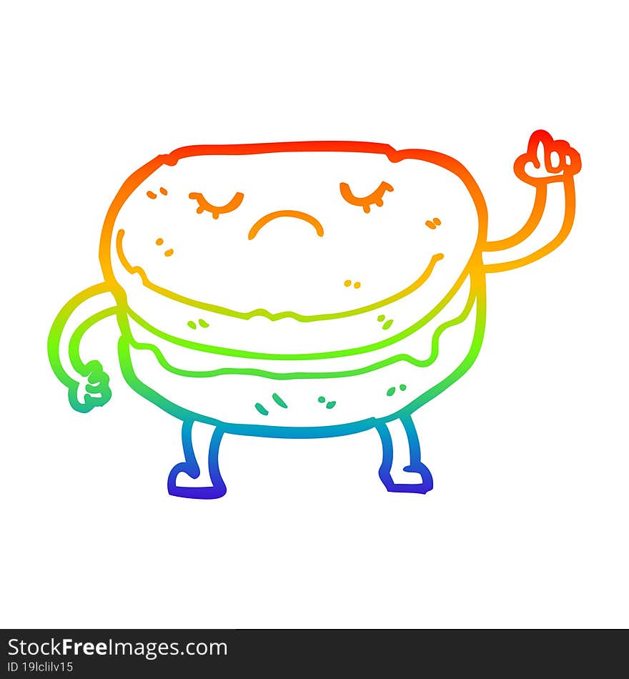 Rainbow Gradient Line Drawing Cartoon Biscuit