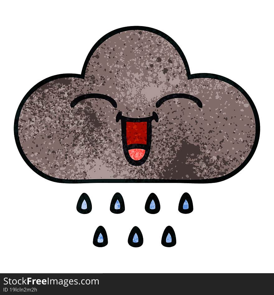 retro grunge texture cartoon storm rain cloud