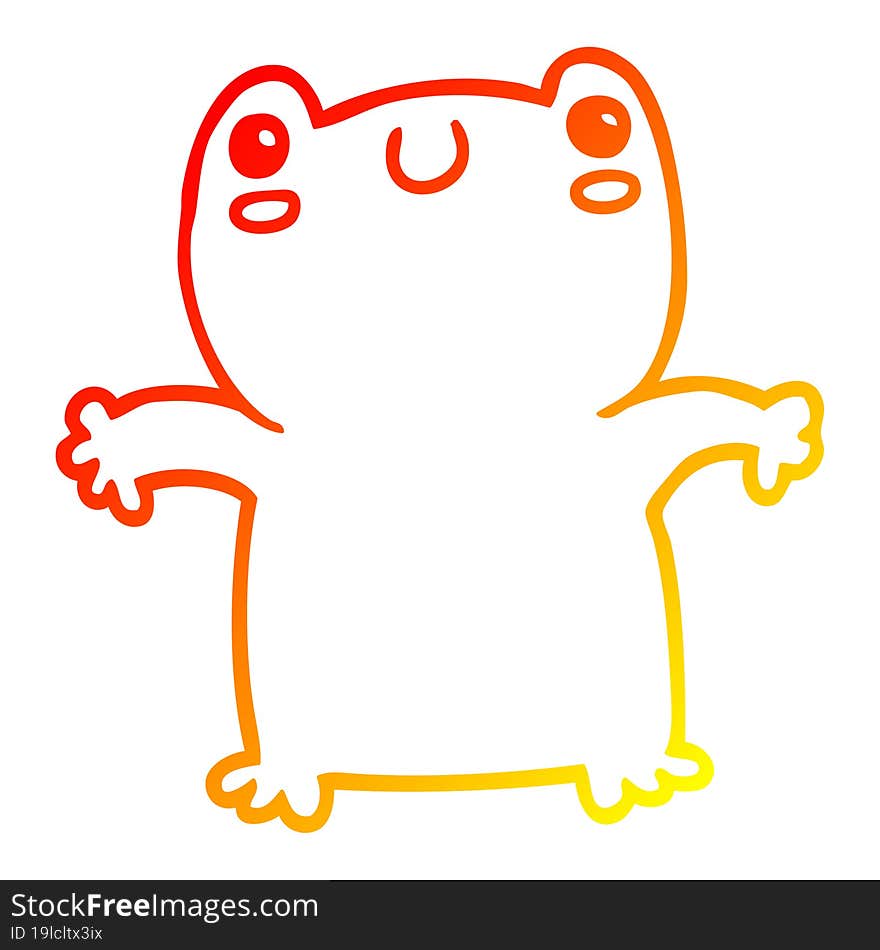 warm gradient line drawing of a cartoon frog