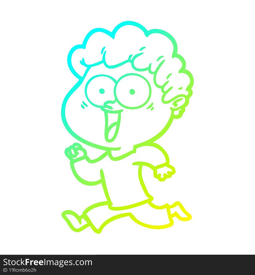 cold gradient line drawing cartoon happy man