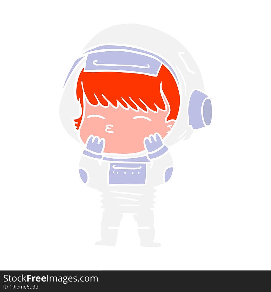 flat color style cartoon curious astronaut