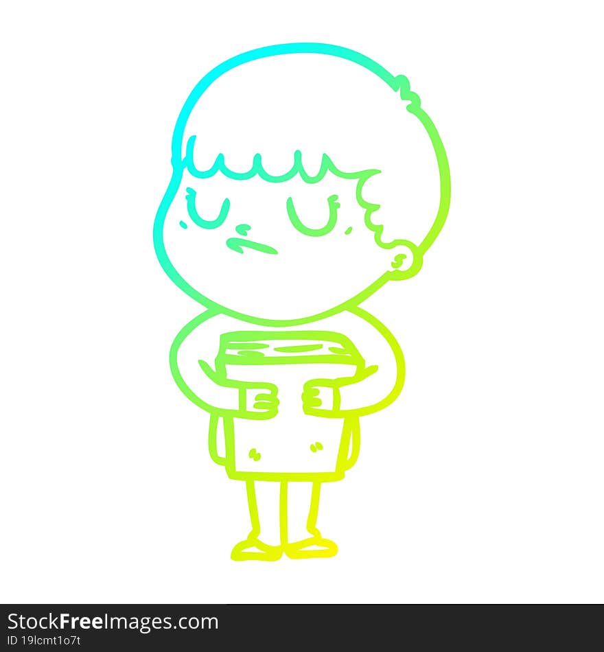 cold gradient line drawing cartoon grumpy boy