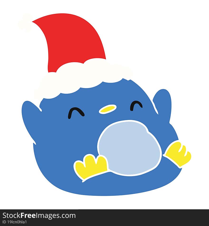 hand drawn christmas cartoon of kawaii penguin