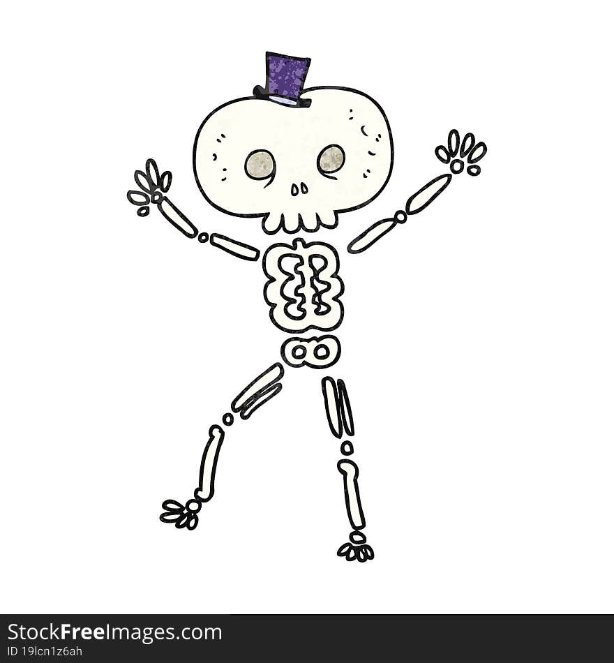 Textured Cartoon Dancing Skeleton