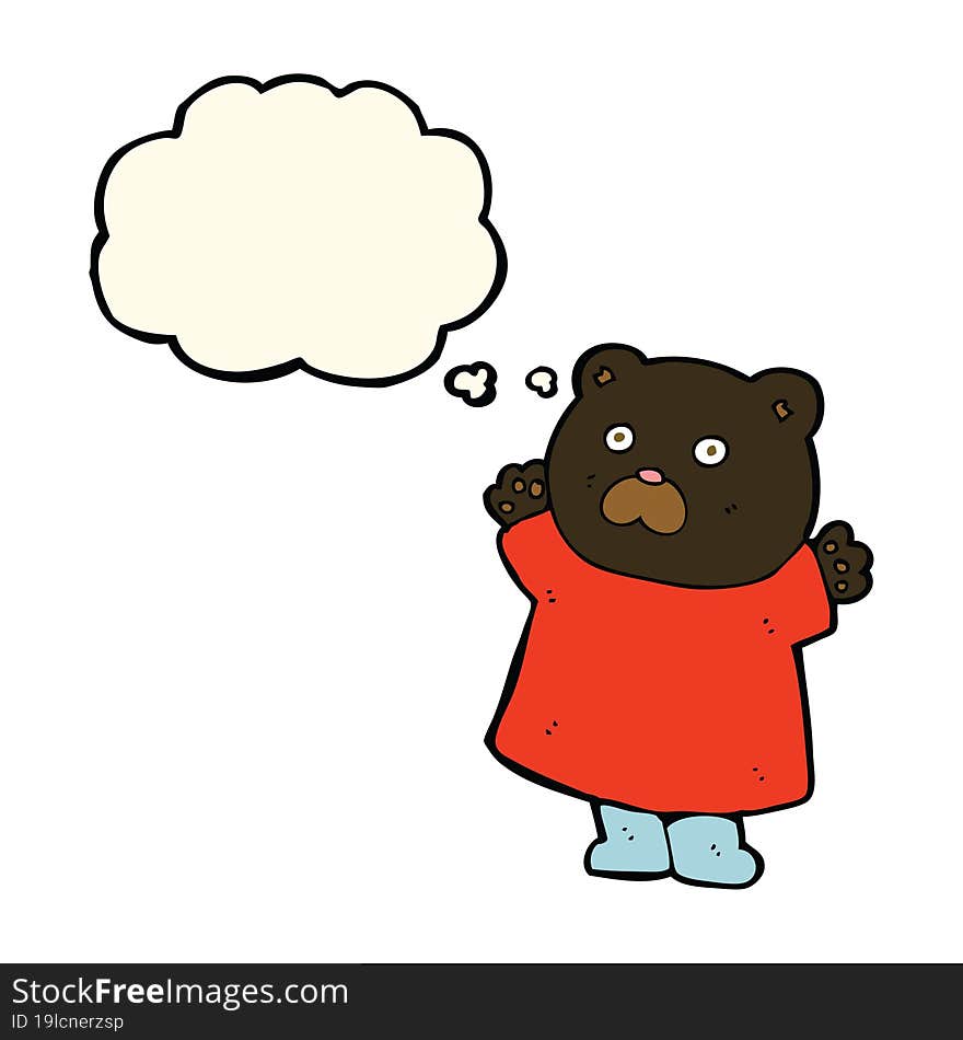 funny cartoon black bear with thought bubble