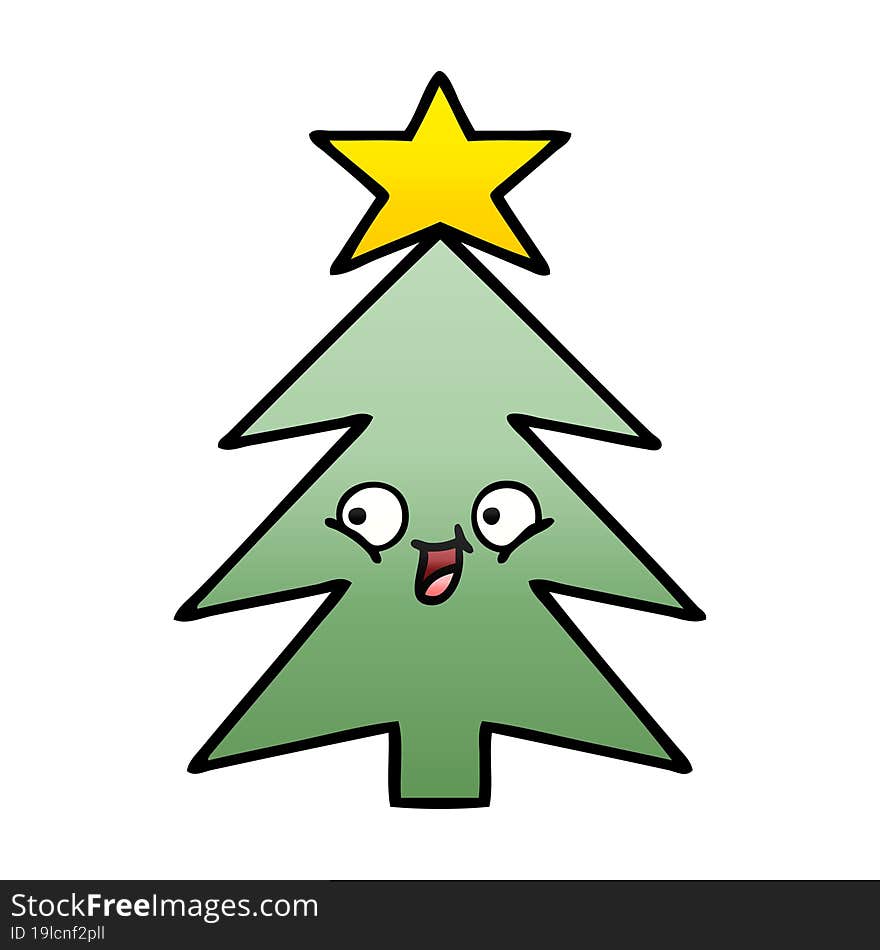 gradient shaded cartoon of a christmas tree