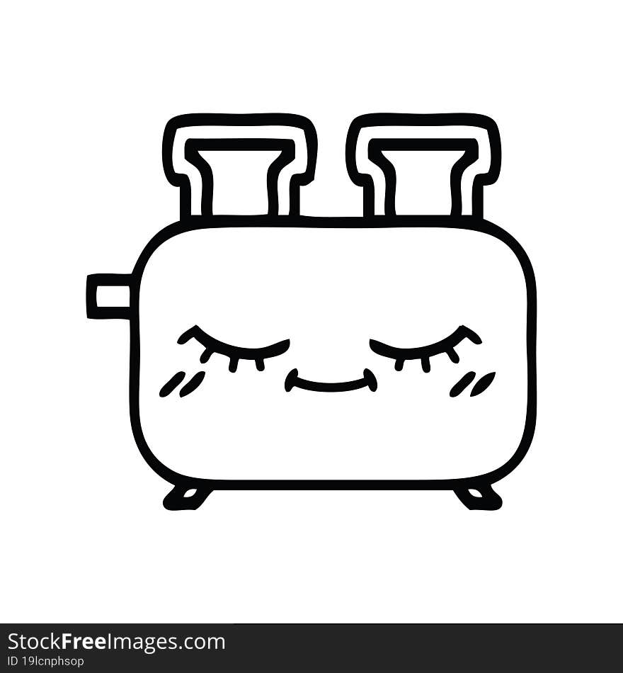 line drawing cartoon of a toaster