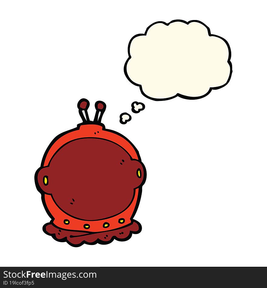 cartoon astronaut helmet with thought bubble