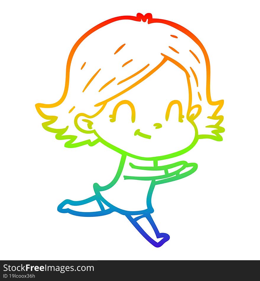 rainbow gradient line drawing cartoon friendly girl