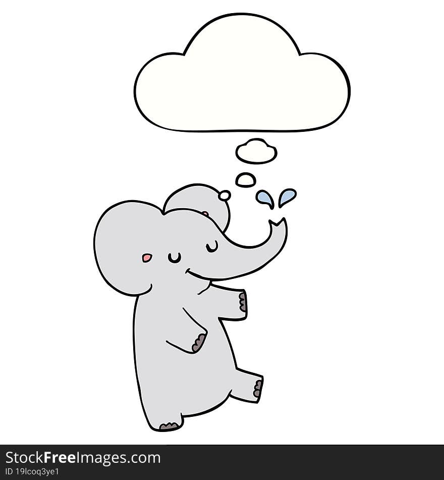 cartoon dancing elephant and thought bubble