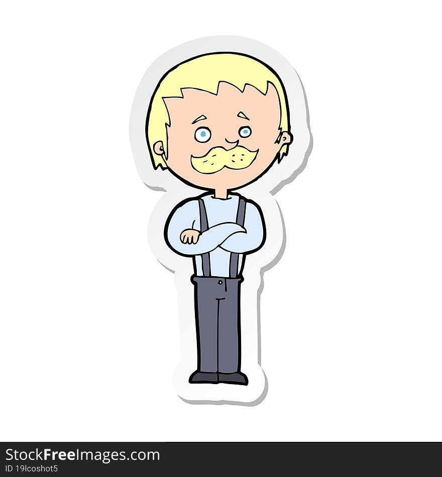 Sticker Of A Cartoon Man With Mustache