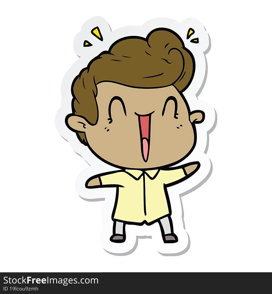 sticker of a cartoon excited man