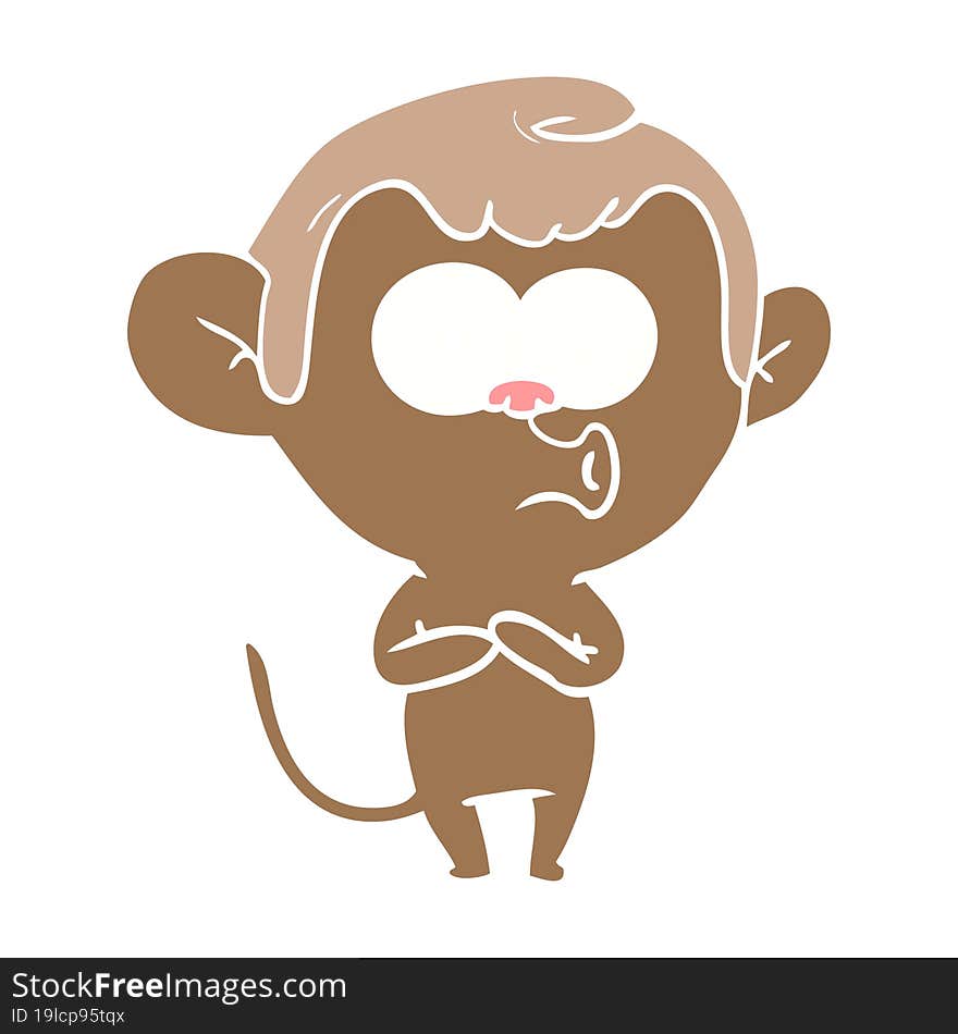 Flat Color Style Cartoon Hooting Monkey