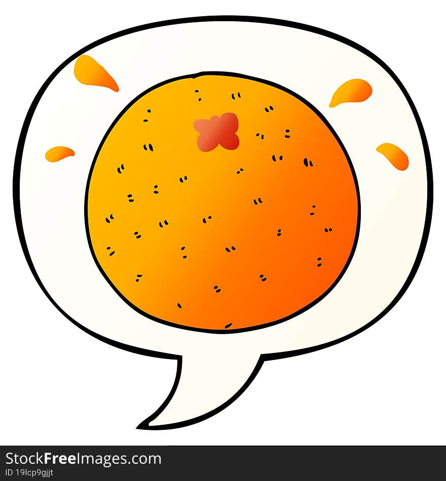 cartoon orange and speech bubble in smooth gradient style