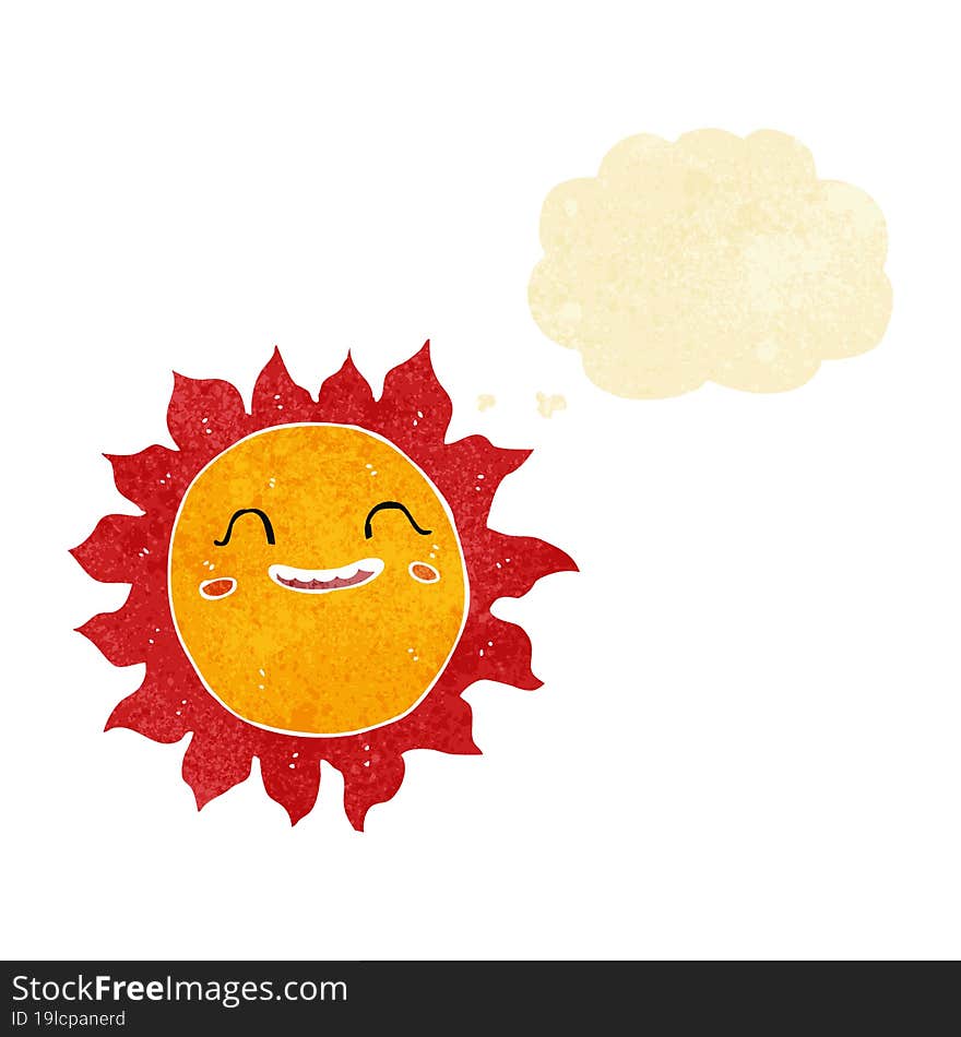 cartoon happy sun with thought bubble