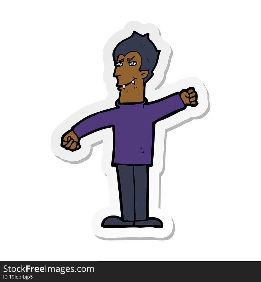 Sticker Of A Cartoon Vampire Man