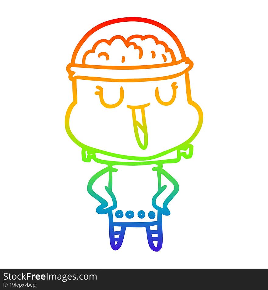 rainbow gradient line drawing happy cartoon robot