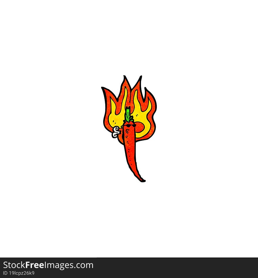 flaming hot chili cartoon