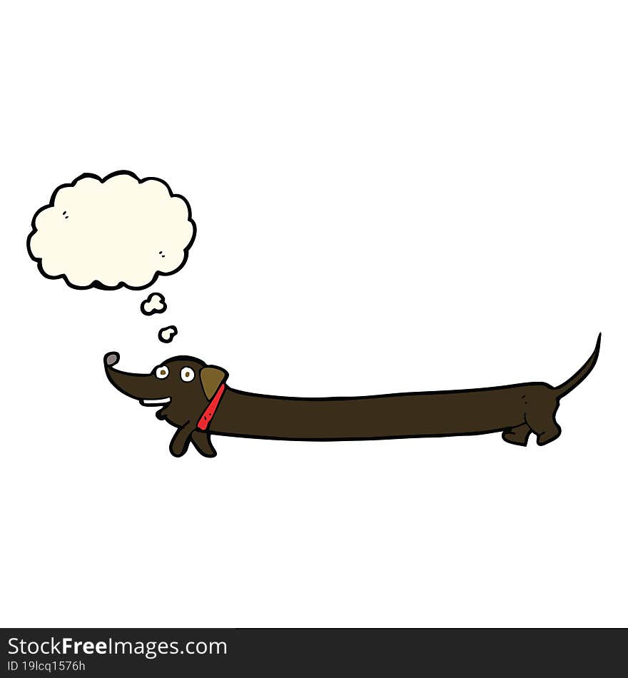 cartoon dachshund with thought bubble