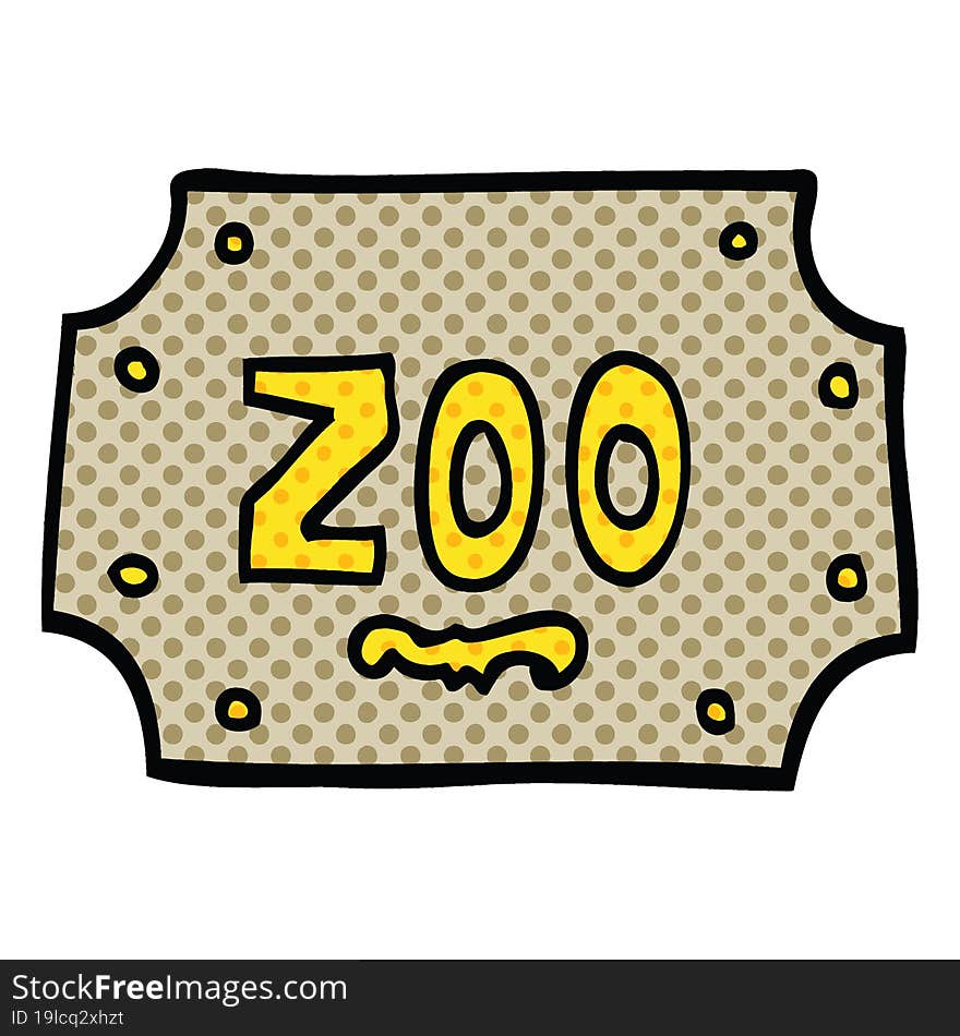 comic book style cartoon zoo sign