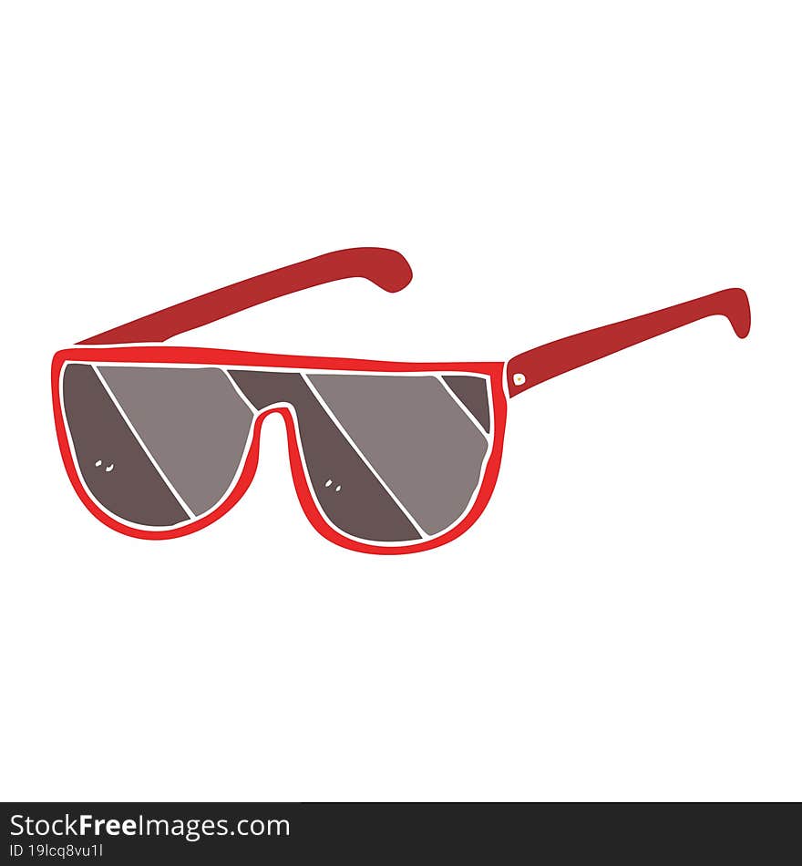 Flat Color Illustration Of A Cartoon Sunglasses