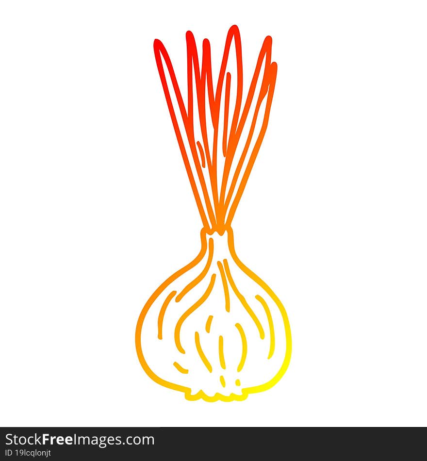 warm gradient line drawing of a cartoon sprouting onion