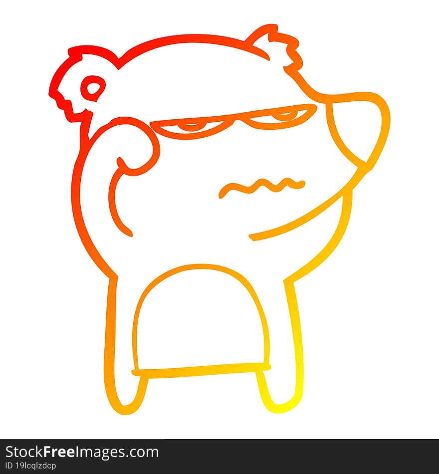 warm gradient line drawing angry bear polar cartoon