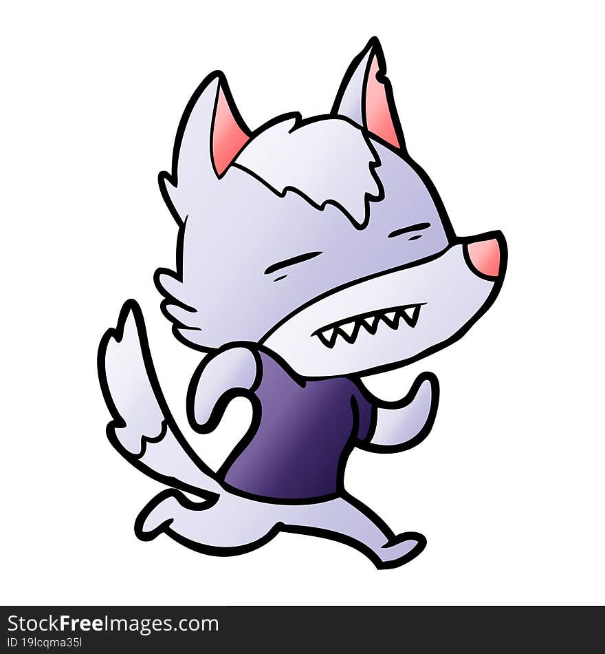 cartoon wolf showing teeth. cartoon wolf showing teeth