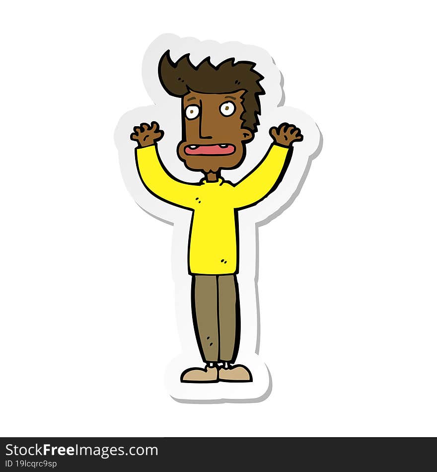 sticker of a cartoon stressed man